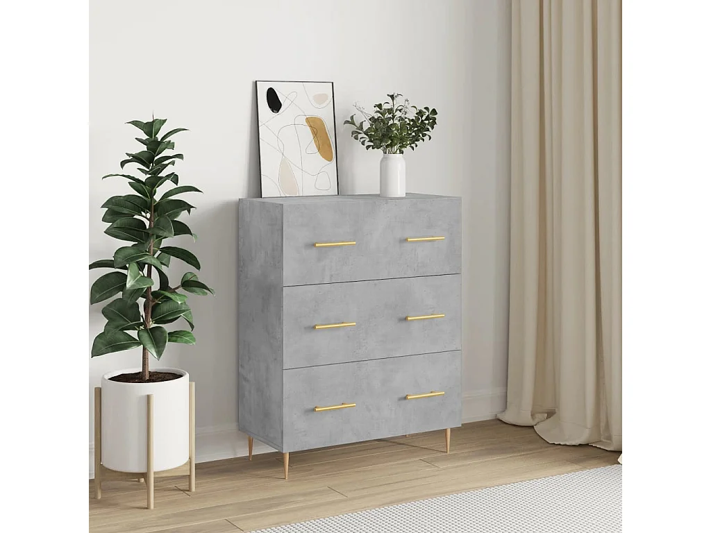Buffet gris béton 69,5x34x90 cm bois d'ingénierie QWE65236