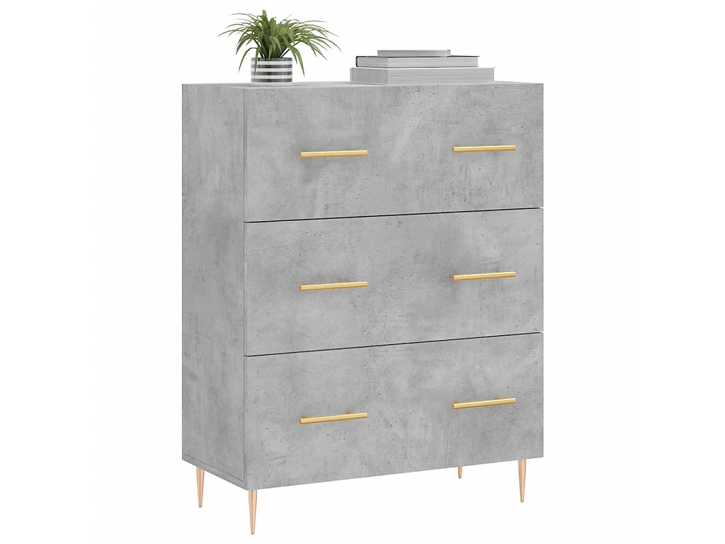 Buffet gris béton 69,5x34x90 cm bois d'ingénierie QWE65236