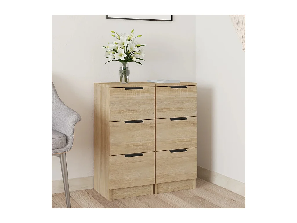 Aparadores 2 uds madera contrachapada roble Sonoma 30x30x70 cm ES51538
