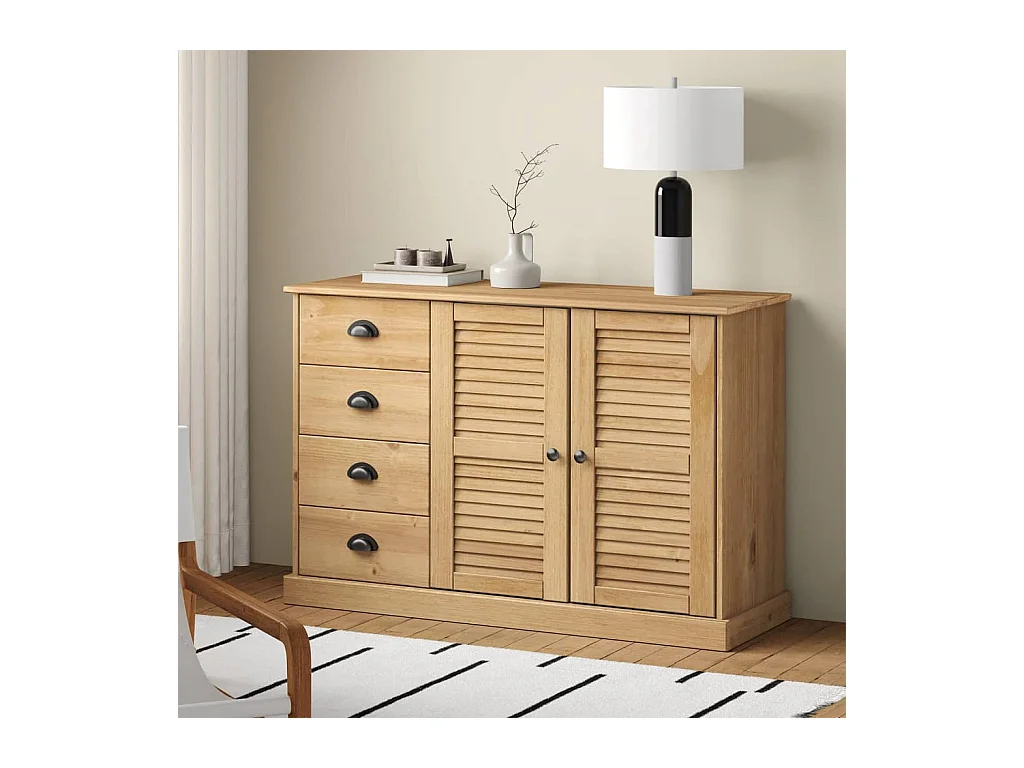 Buffet avec tiroirs VIGO 113x40x75 cm bois massif de pin QWE13223