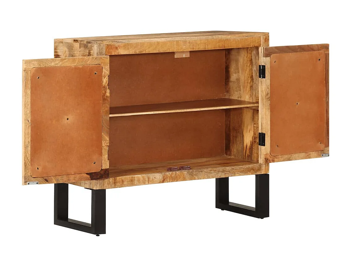 Buffet 80x30x71 cm bois de manguier brut massif et métal QWE99799
