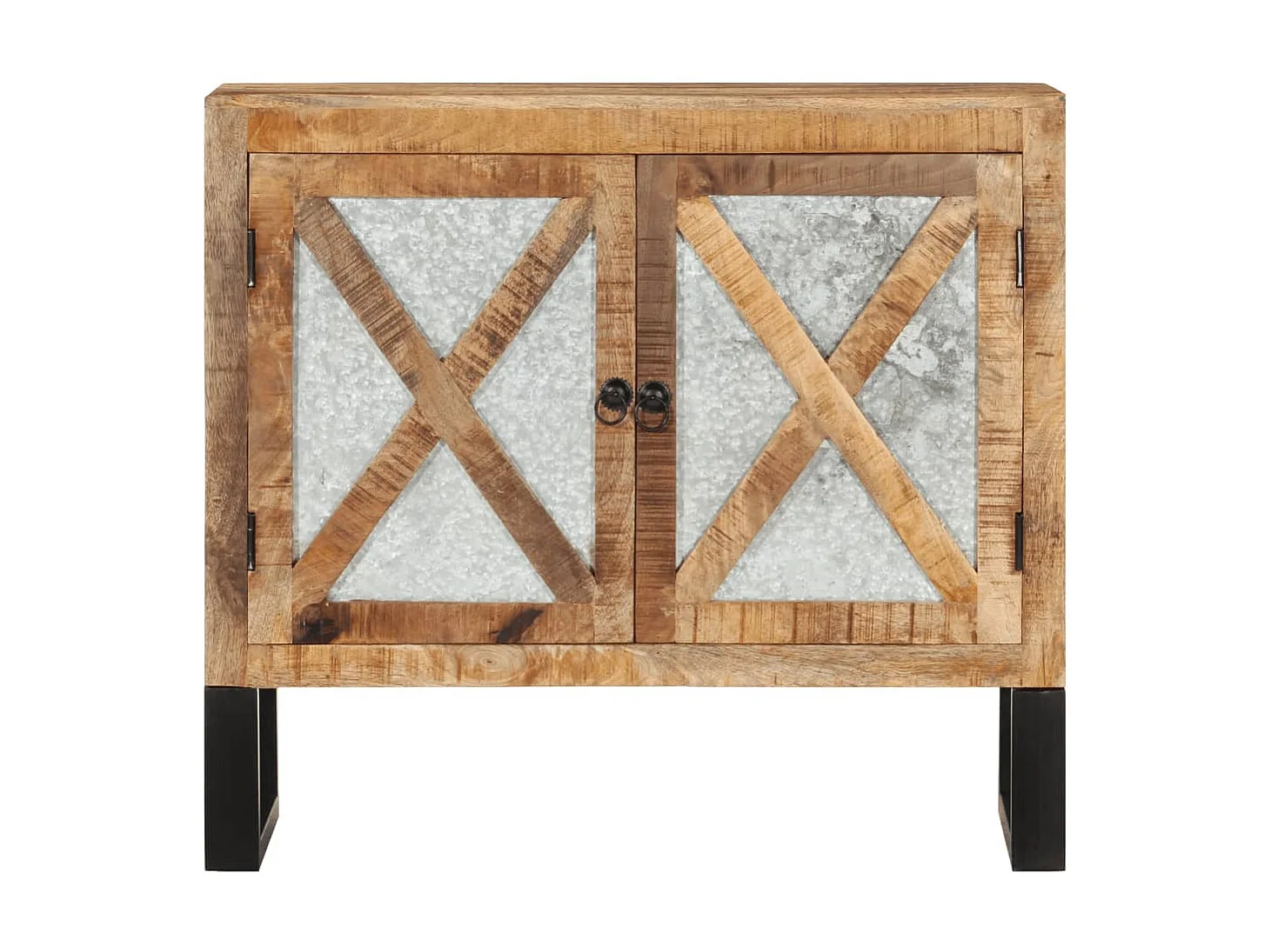 Buffet 80x30x71 cm bois de manguier brut massif et métal QWE99799