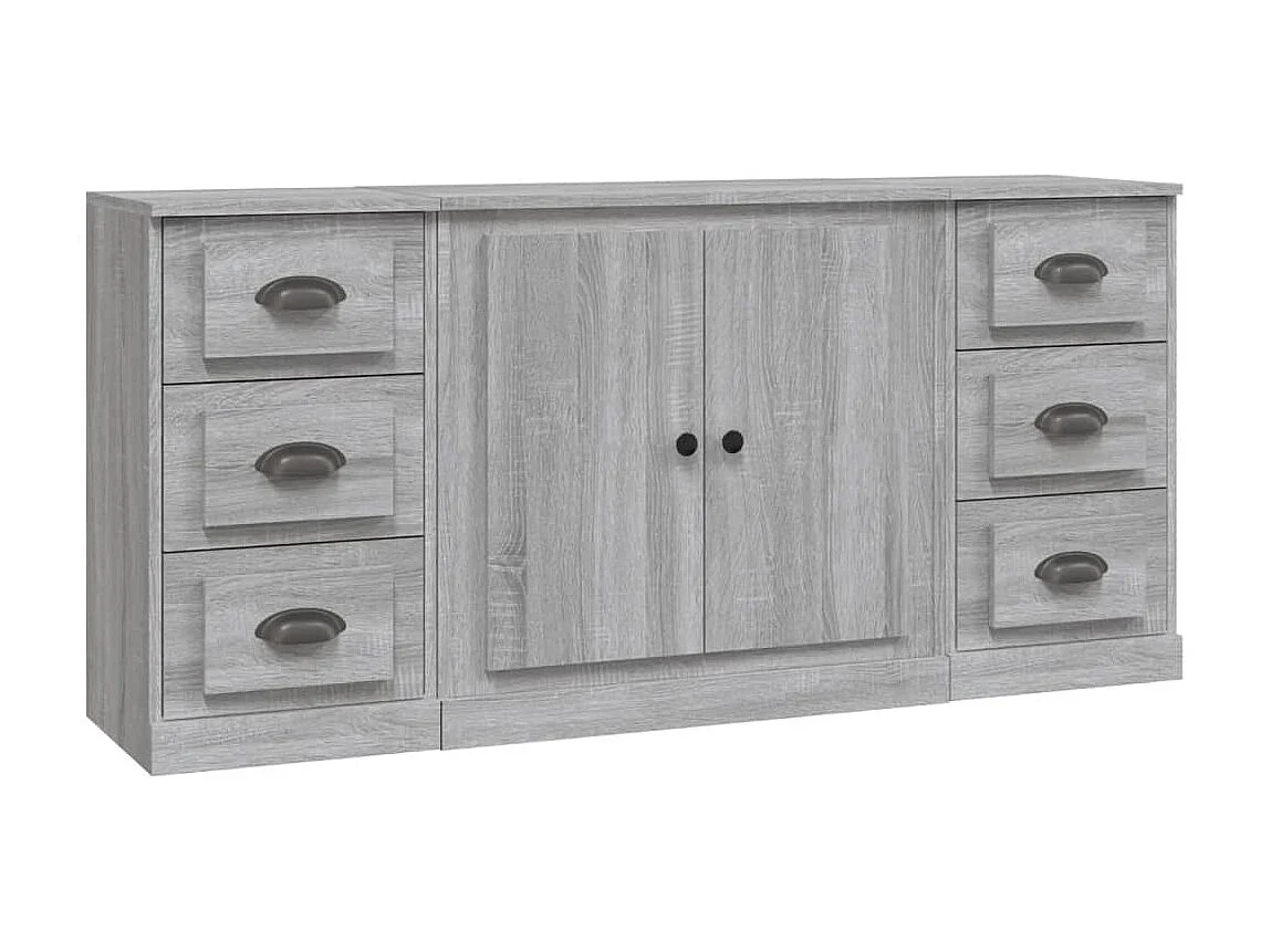 Buffets 3 pcs Sonoma gris Bois d'ingénierie EGER91417