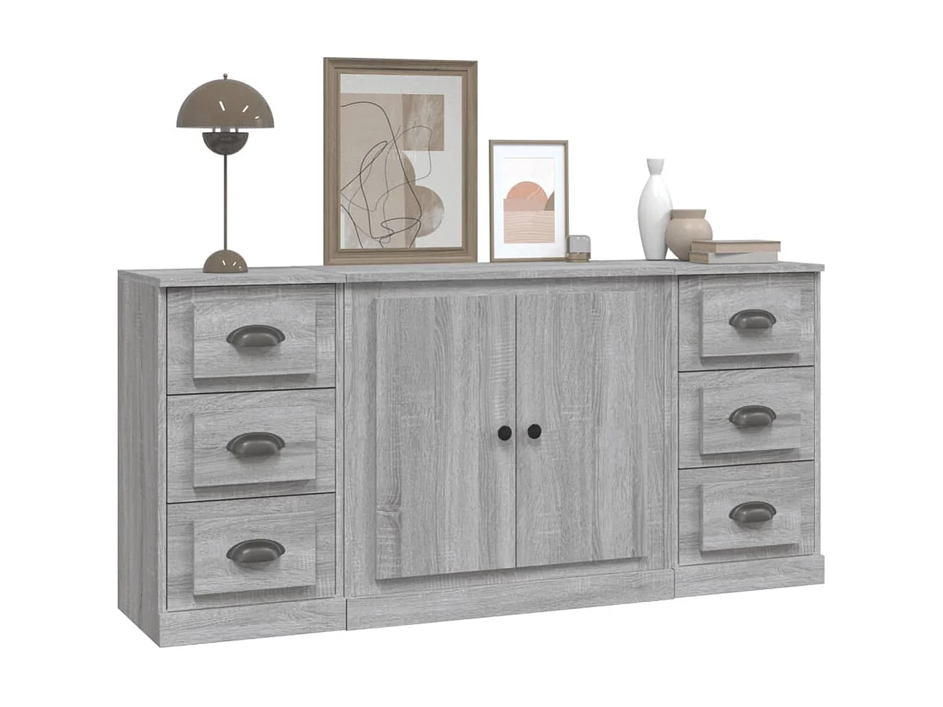 Buffets 3 pcs Sonoma gris Bois d'ingénierie EGER91417