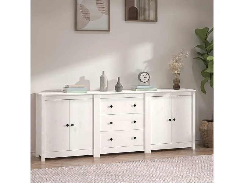 Dressoir 210x35x80 cm massief grenenhout wit NL939643