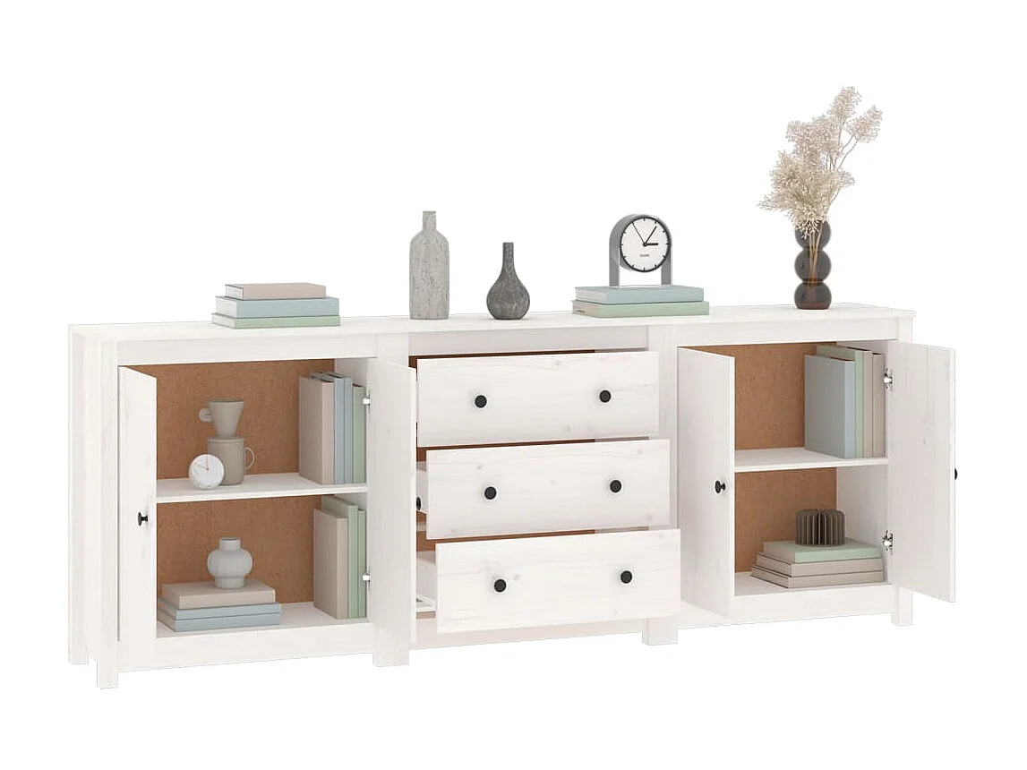 Dressoir 210x35x80 cm massief grenenhout wit NL939643