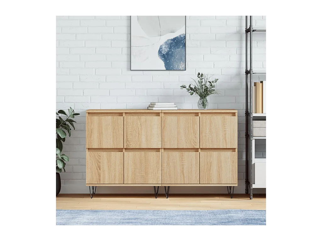 lot de 2 Buffets chêne sonoma bois d'ingénierie QWE87003