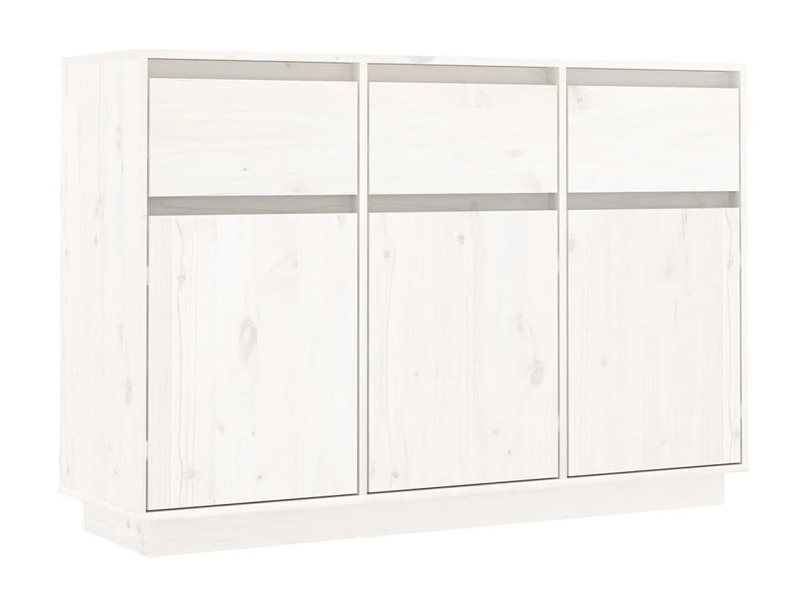 Aparador de madera maciza de pino blanco 110x34x75 cm ES57557