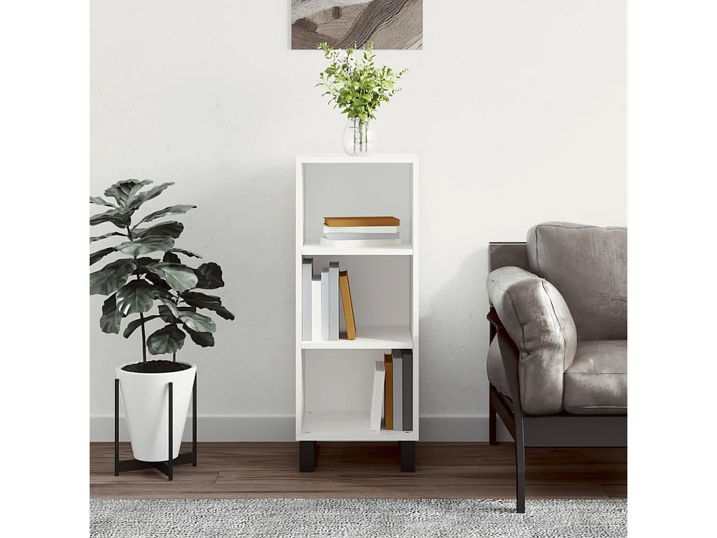 Aparador de madera de ingeniería blanco 34,5x32,5x90 cm ES29445