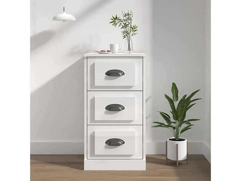 Buffet blanc brillant 36x35,5x67,5 cm bois d'ingénierie EGER25515