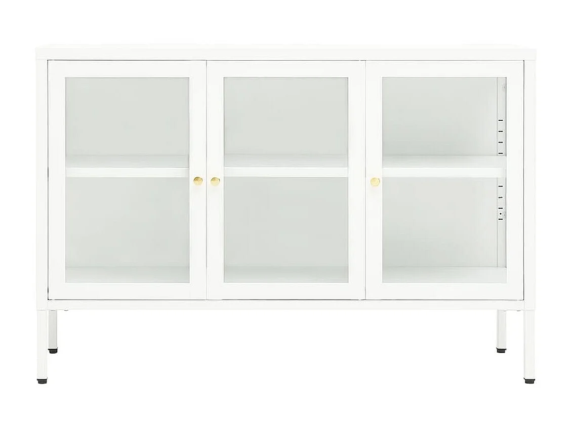 Buffet Blanc 105x35x70 cm Acier et verre QWE67806