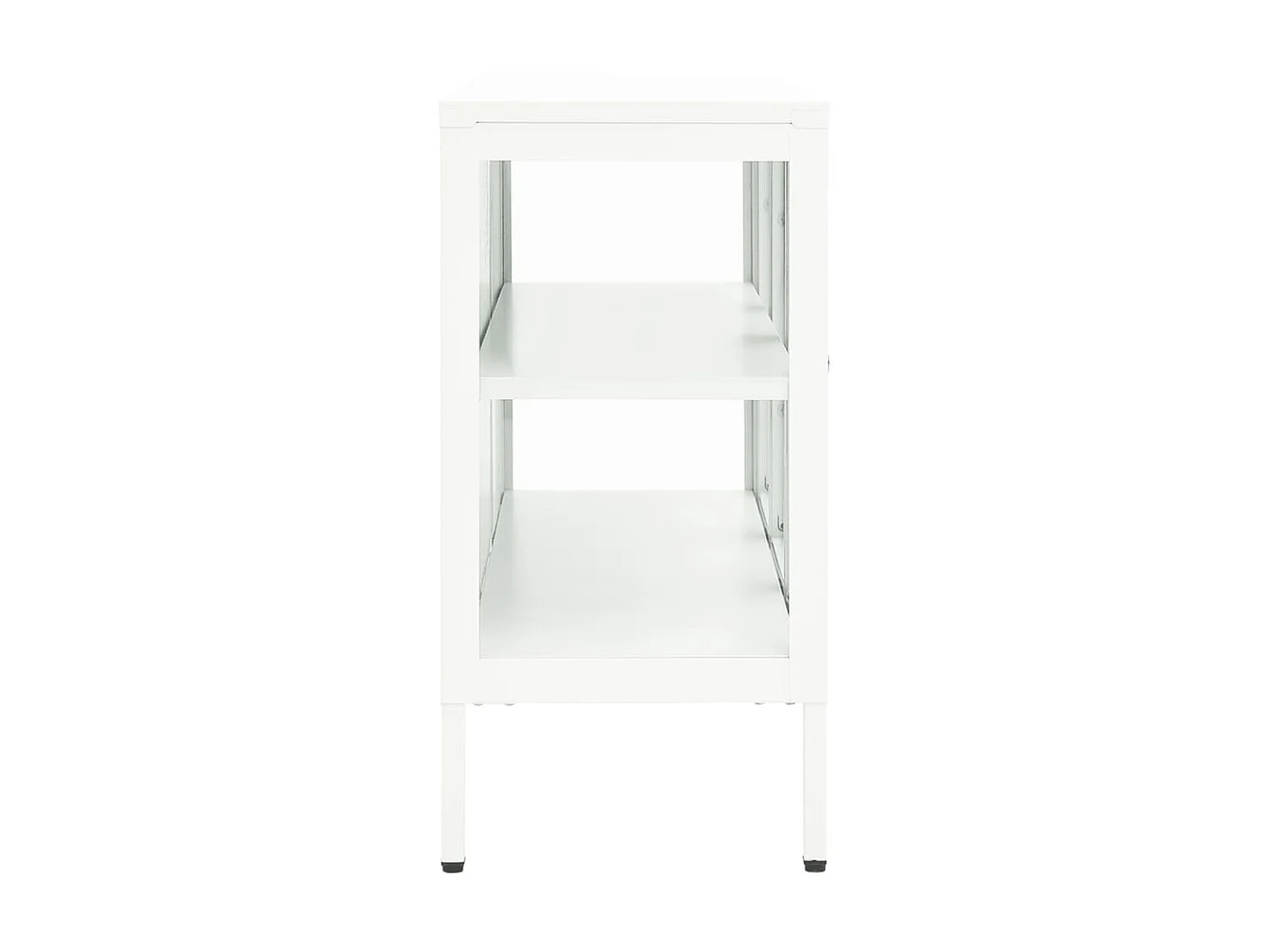 Buffet Blanc 105x35x70 cm Acier et verre QWE67806