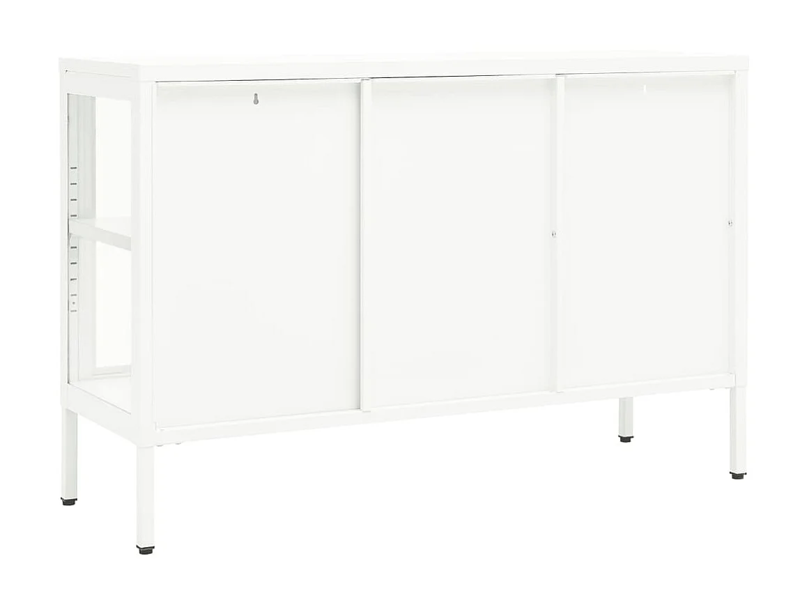 Buffet Blanc 105x35x70 cm Acier et verre QWE67806