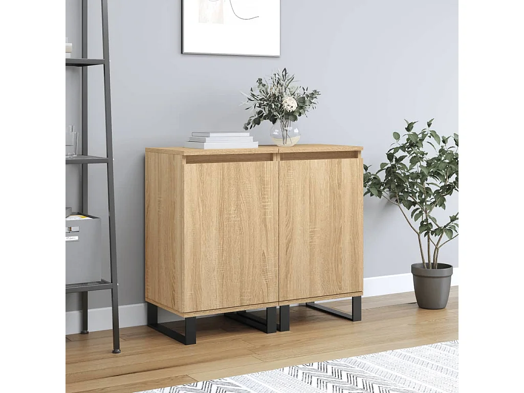 lot de 2 Buffets chêne sonoma 40x35x70 cm bois d'ingénierie QWE83798