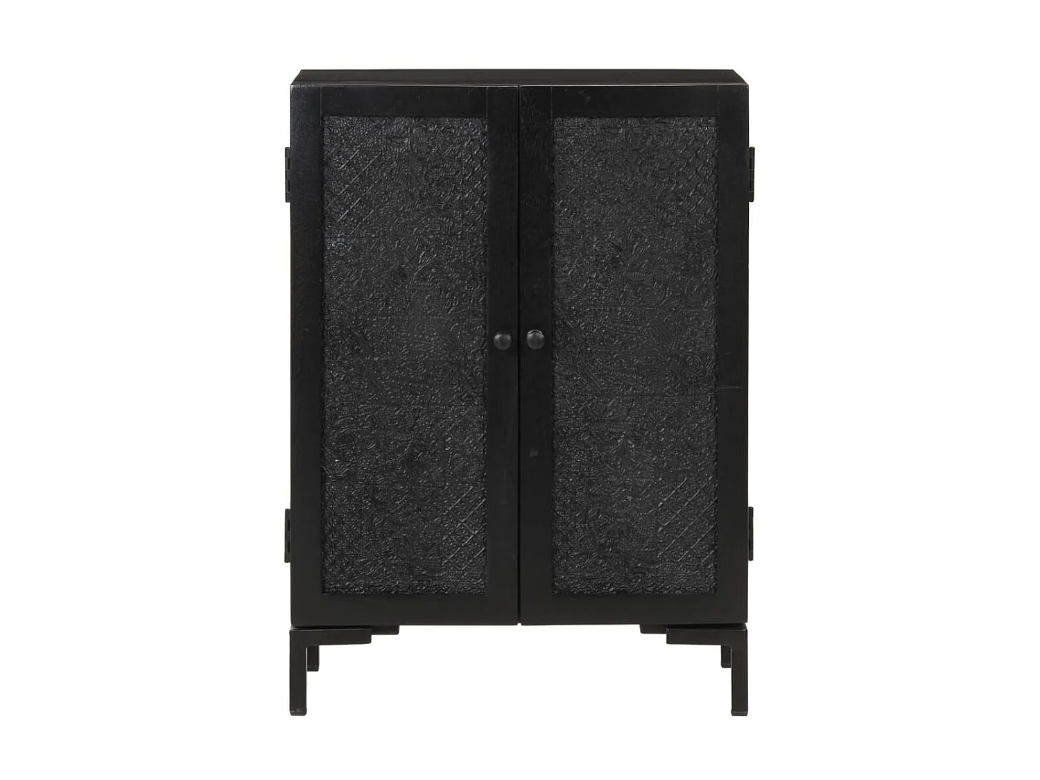 Aparador de hierro y madera maciza de mango negro 55x30x77 cm ES95445