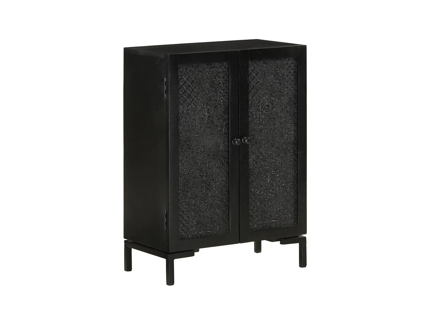 Buffet noir 55x30x77 cm bois massif de manguier et fer EGER94520