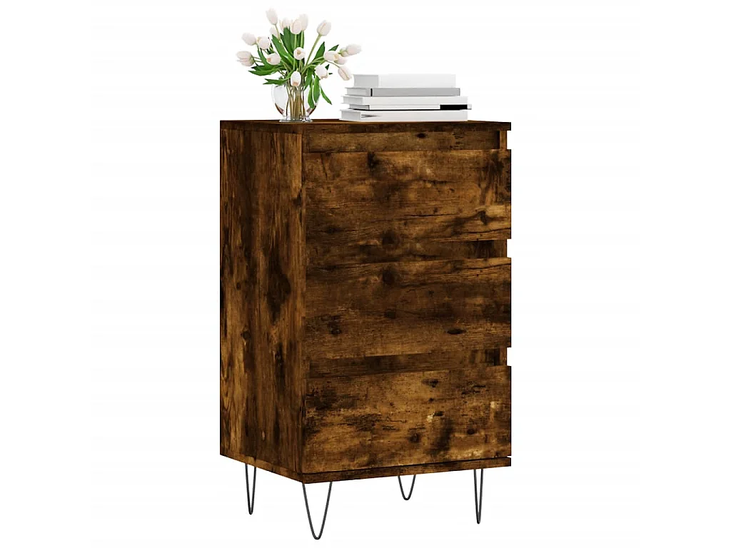 Buffet chêne fumé 40x35x70 cm bois d'ingénierie QWE93407