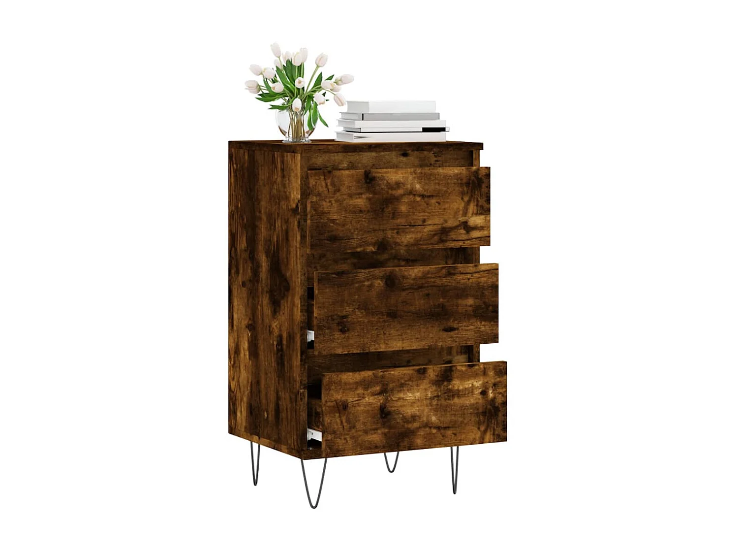Buffet chêne fumé 40x35x70 cm bois d'ingénierie QWE93407