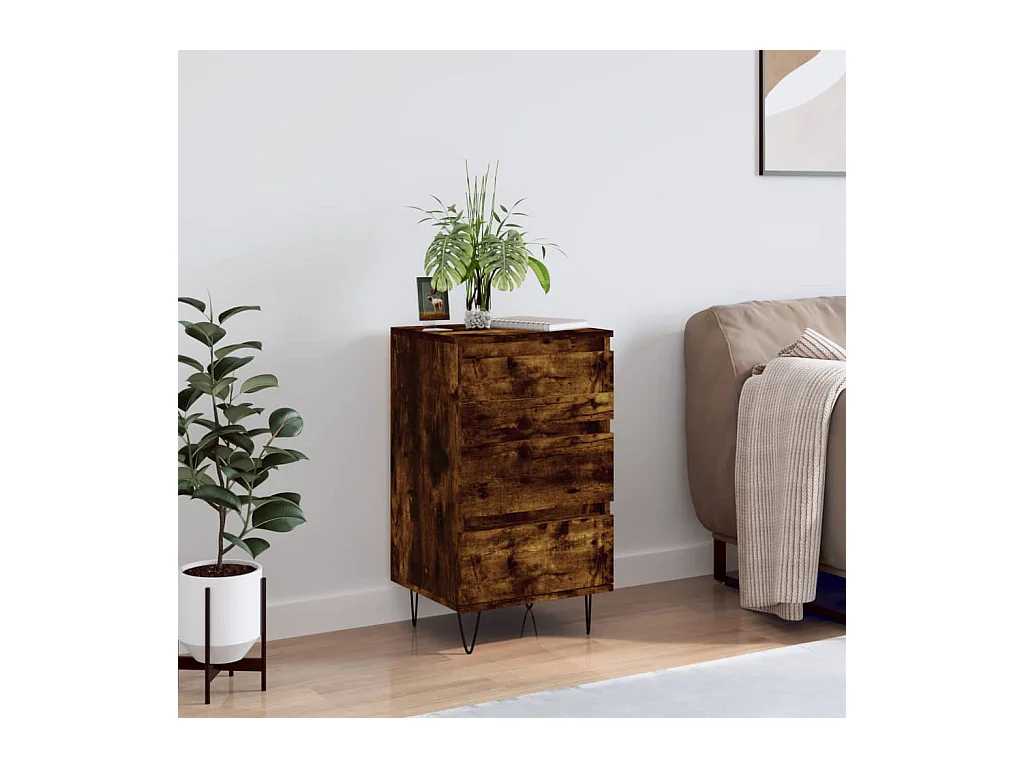 Buffet chêne fumé 40x35x70 cm bois d'ingénierie QWE93407