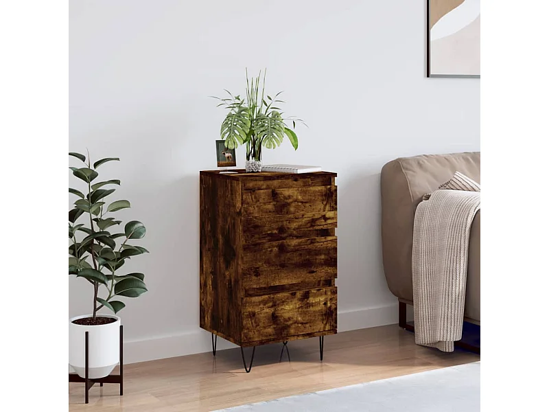 Buffet chêne fumé 40x35x70 cm bois d'ingénierie QWE93407