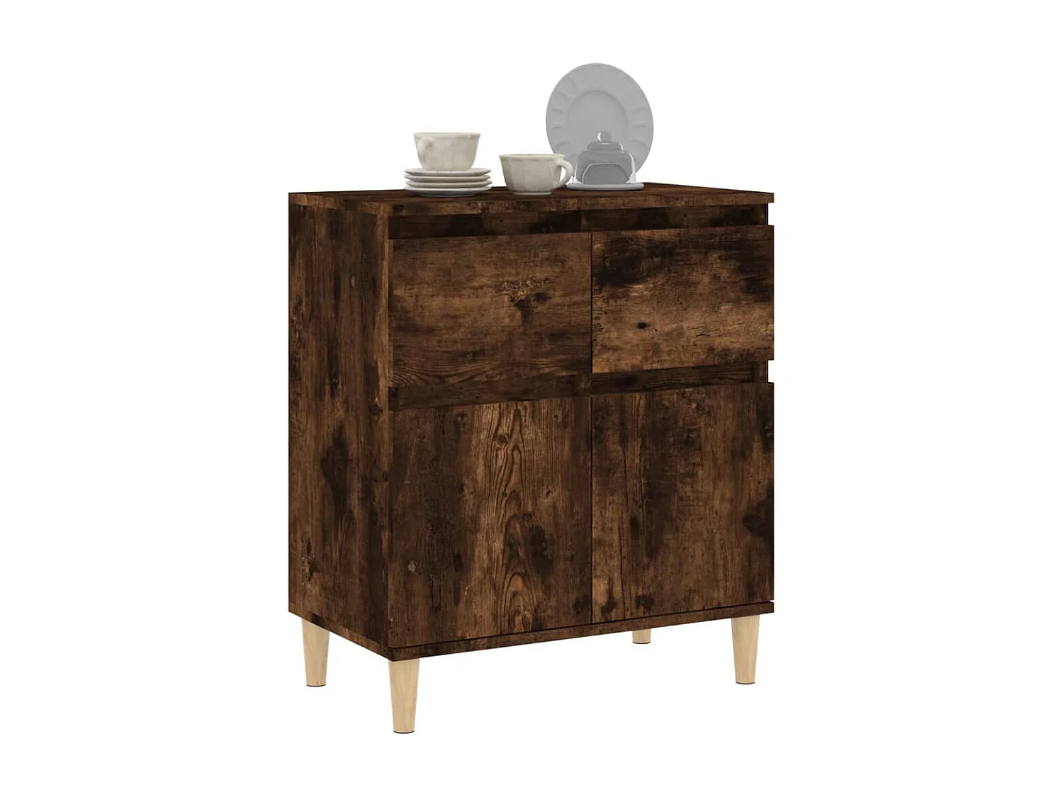 Aparador madera contrachapada color roble ahumado 60x35x70 cm ES74577