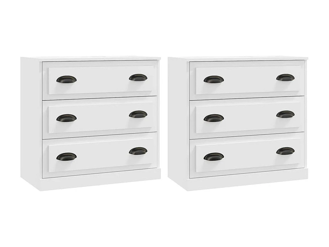 Buffets 2 pcs blanc bois d'ingénierie EGER20593