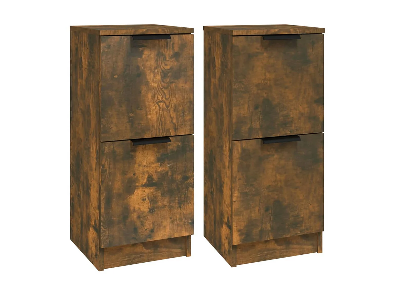 Dressoirs 2 st 30x30x70 cm bewerkt hout gerookt eikenkleurig NL76871