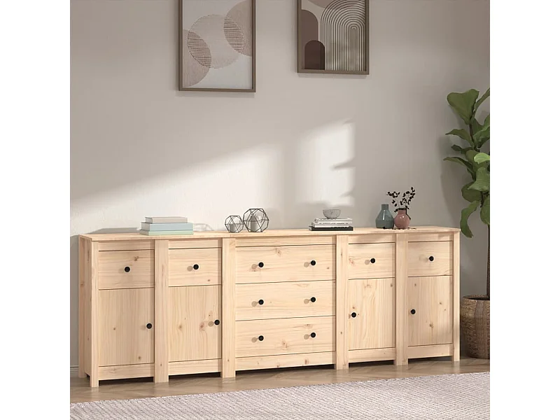 Aparador de madera maciza de pino 230x35x80 cm ES60971