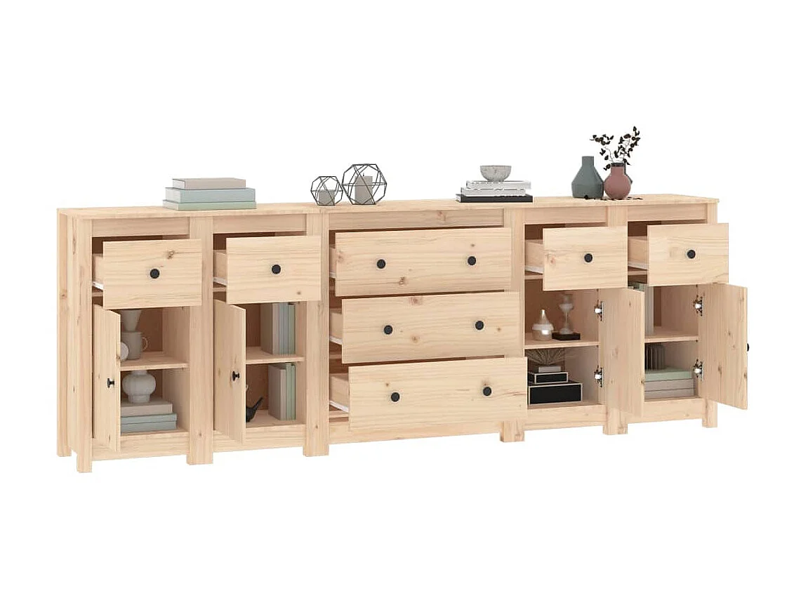 Aparador de madera maciza de pino 230x35x80 cm ES60971