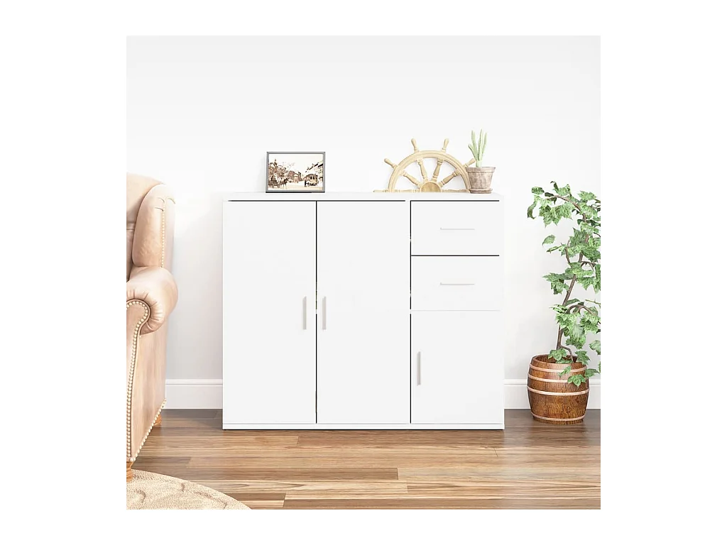 Buffet Blanc 91x29,5x75 cm Bois d'ingénierie EGER18671