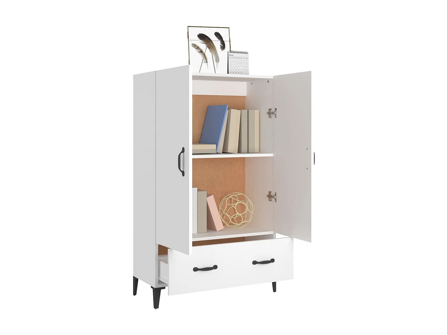 Buffet haut Blanc 70x31x115 cm Bois d'ingénierie EGER49793