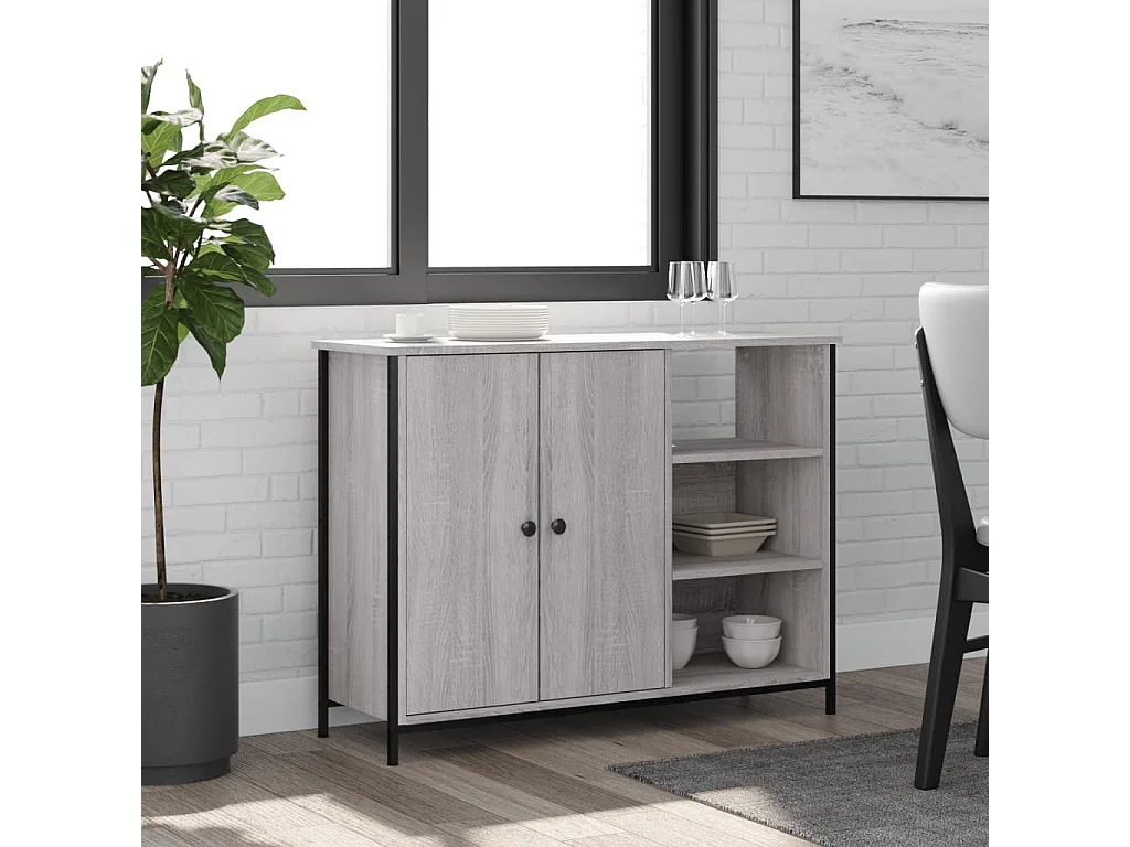 Aparador de madera de ingeniería gris Sonoma 100x33x75 cm ES31242