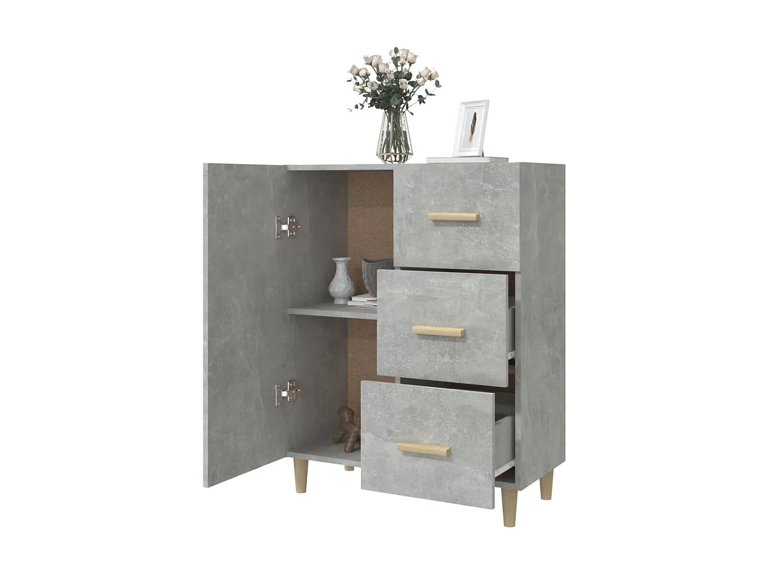 Aparador 69,5x34x90cm madeira processada cinza cinzento cimento PT322266