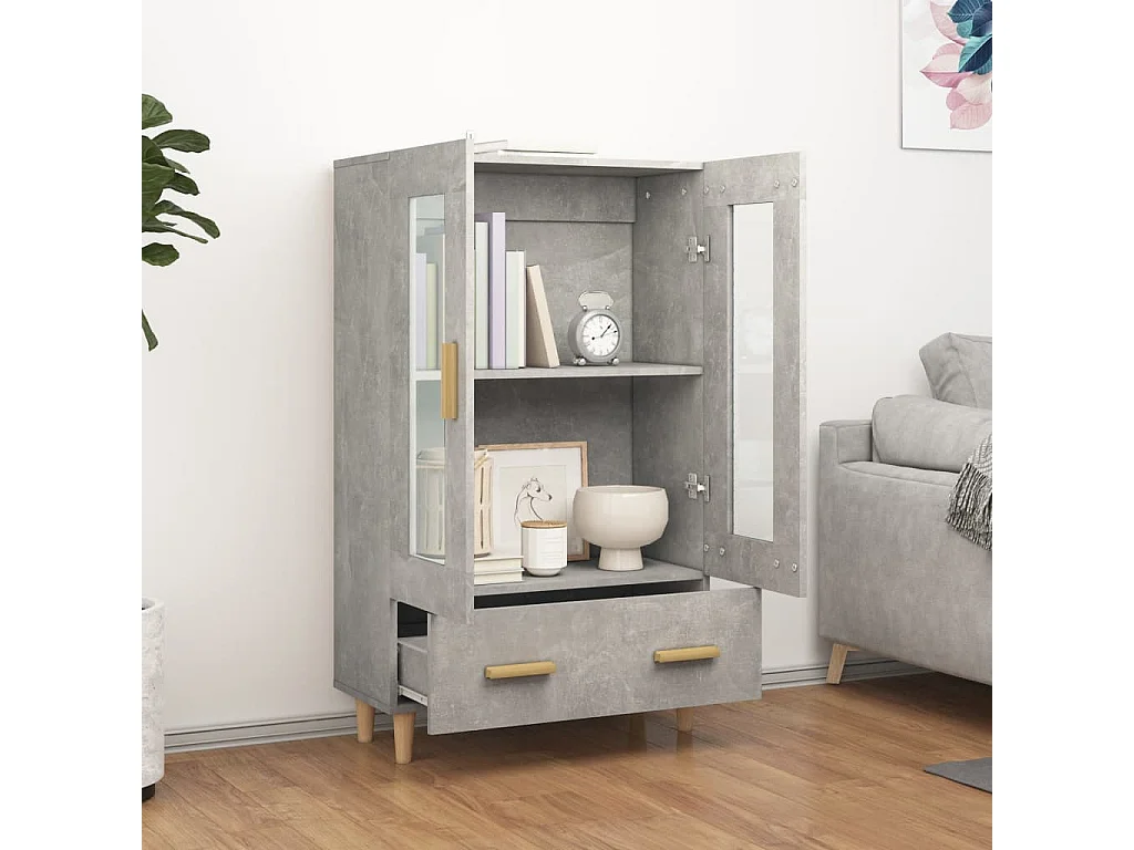 Buffet haut Gris béton 70x31x115 cm Bois d'ingénierie EGER64870