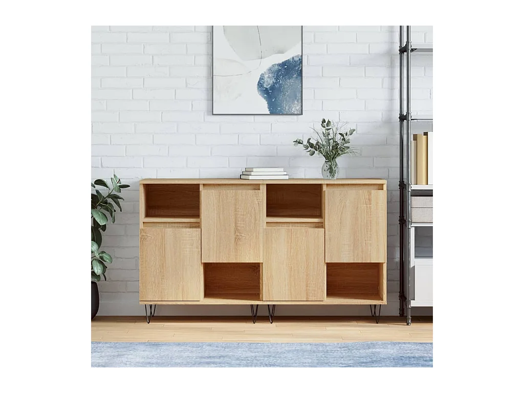 lot de 2 Buffets chêne sonoma bois d'ingénierie QWE85627