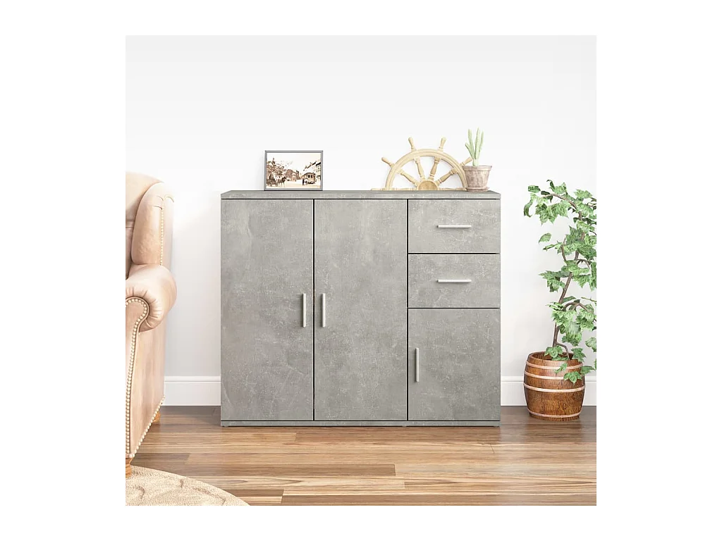 Buffet Gris béton 91x29,5x75 cm Bois d'ingénierie EGER15304