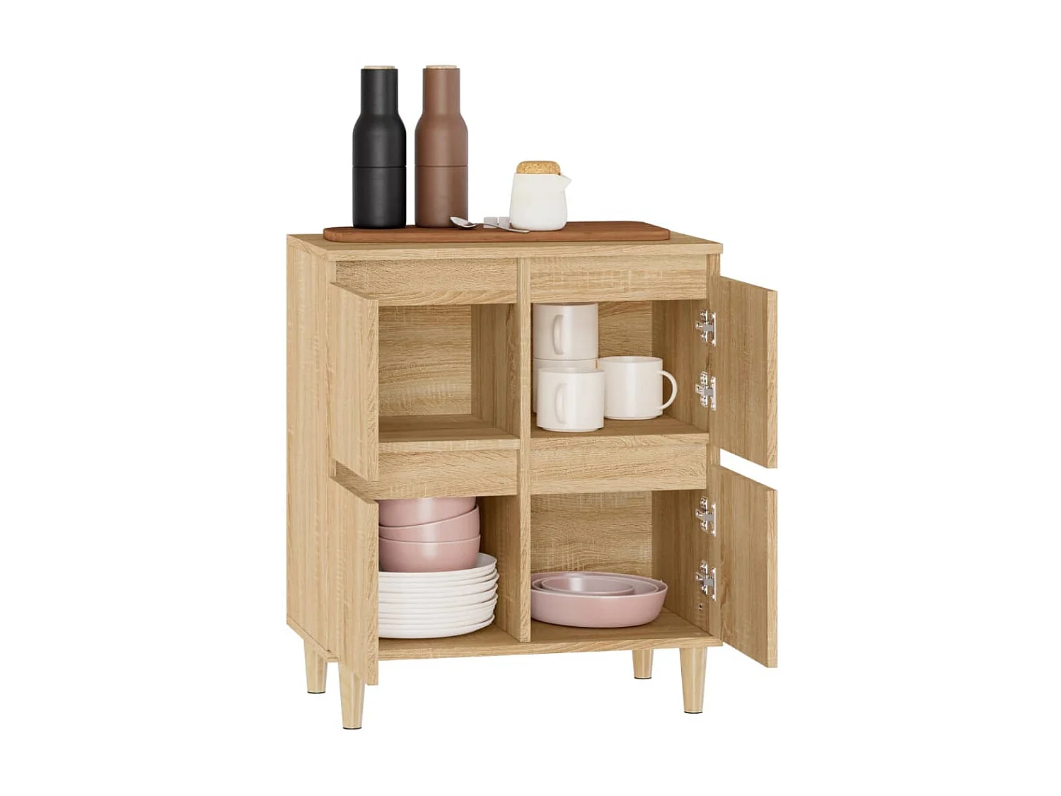 Aparador de madera contrachapada roble Sonoma 60x35x70 cm ES73676