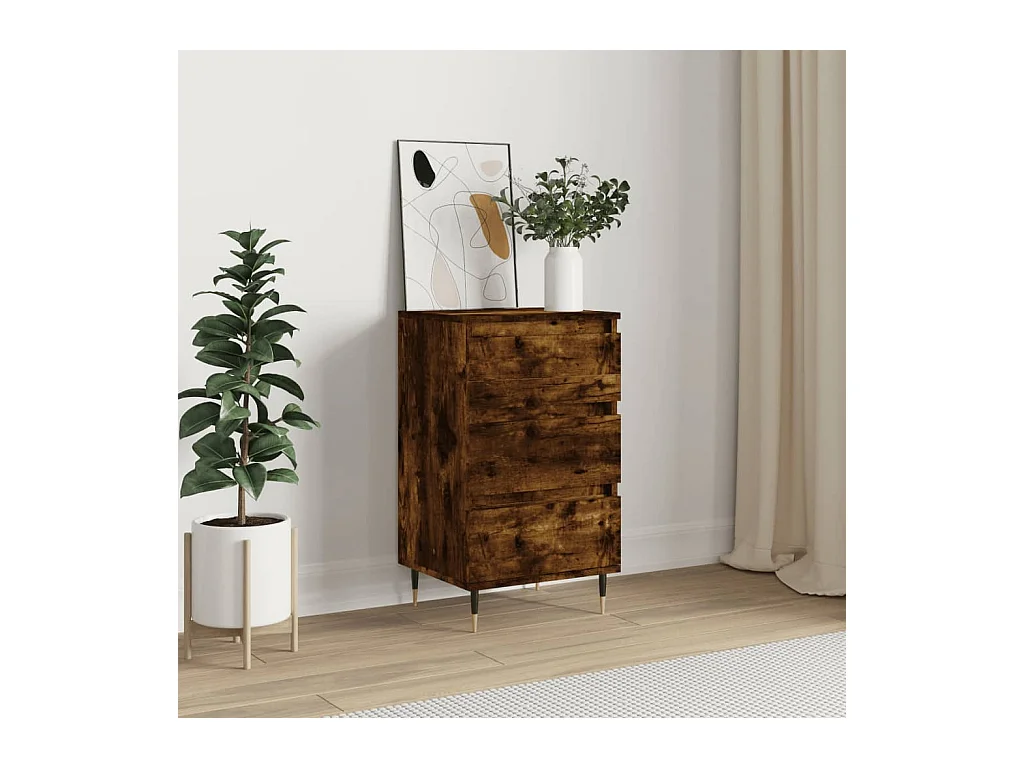 Buffet chêne fumé 40x35x70 cm bois d'ingénierie QWE96076