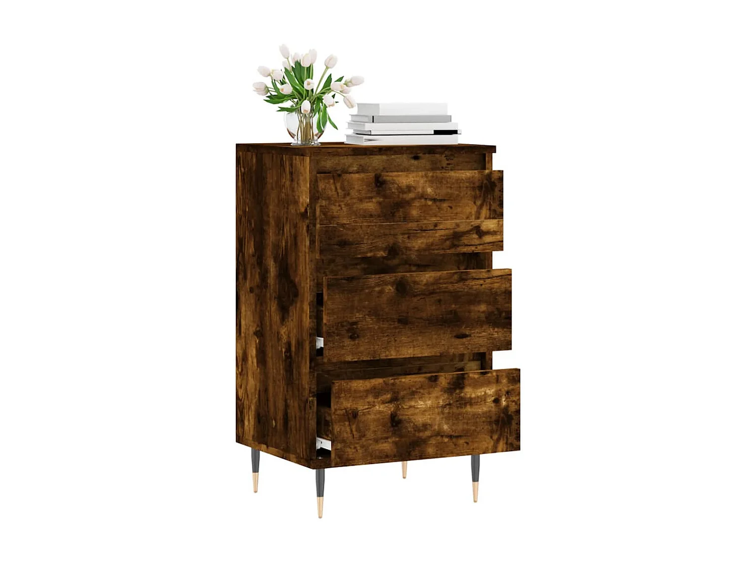 Buffet chêne fumé 40x35x70 cm bois d'ingénierie QWE96076