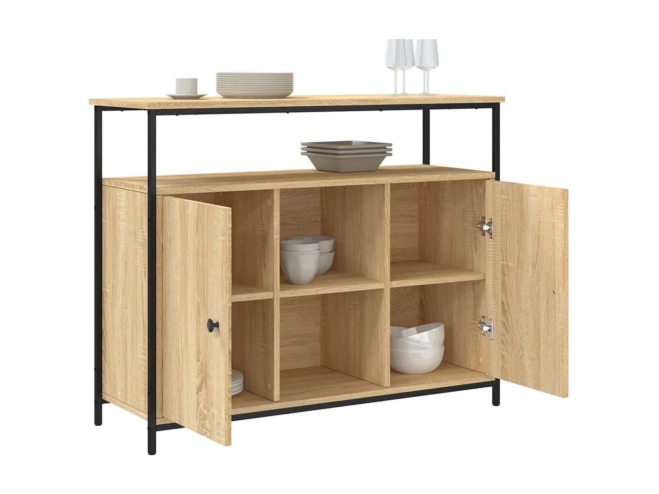 Buffet chêne sonoma 100x35x80 cm bois d'ingénierie QWE20958