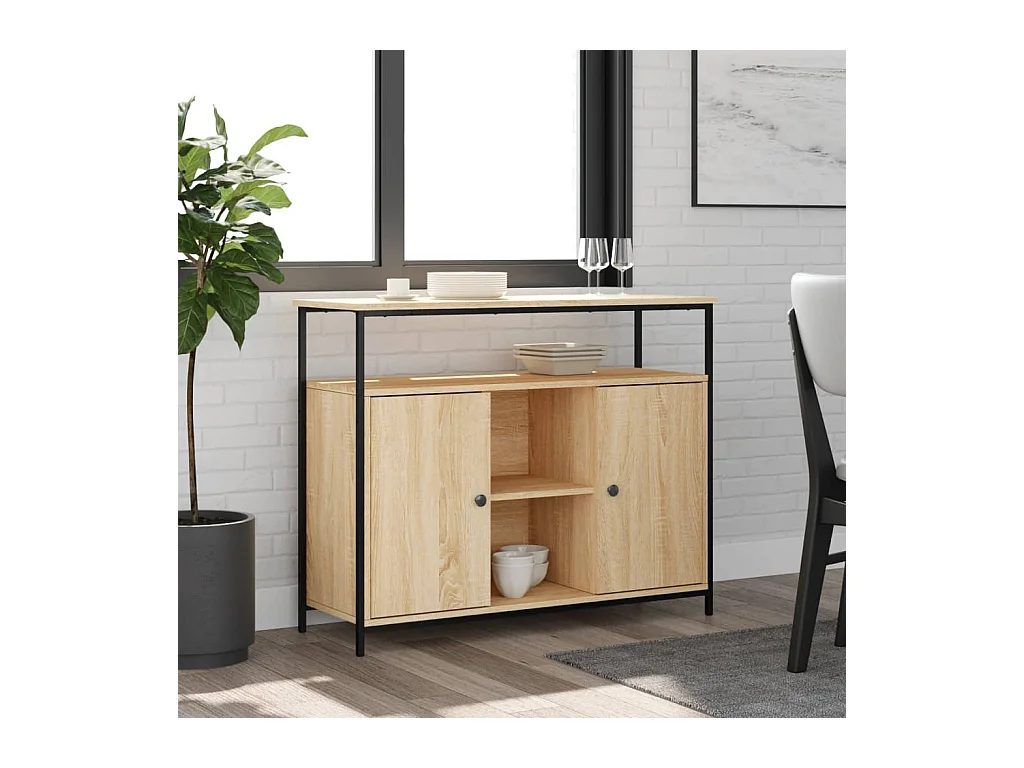 Buffet chêne sonoma 100x35x80 cm bois d'ingénierie QWE20958
