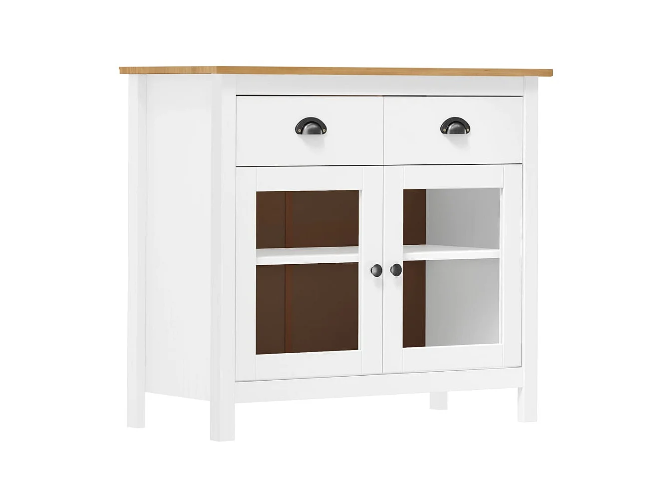 Buffet Hill Blanc 90x40x80 cm Bois de pin solide EGER47582