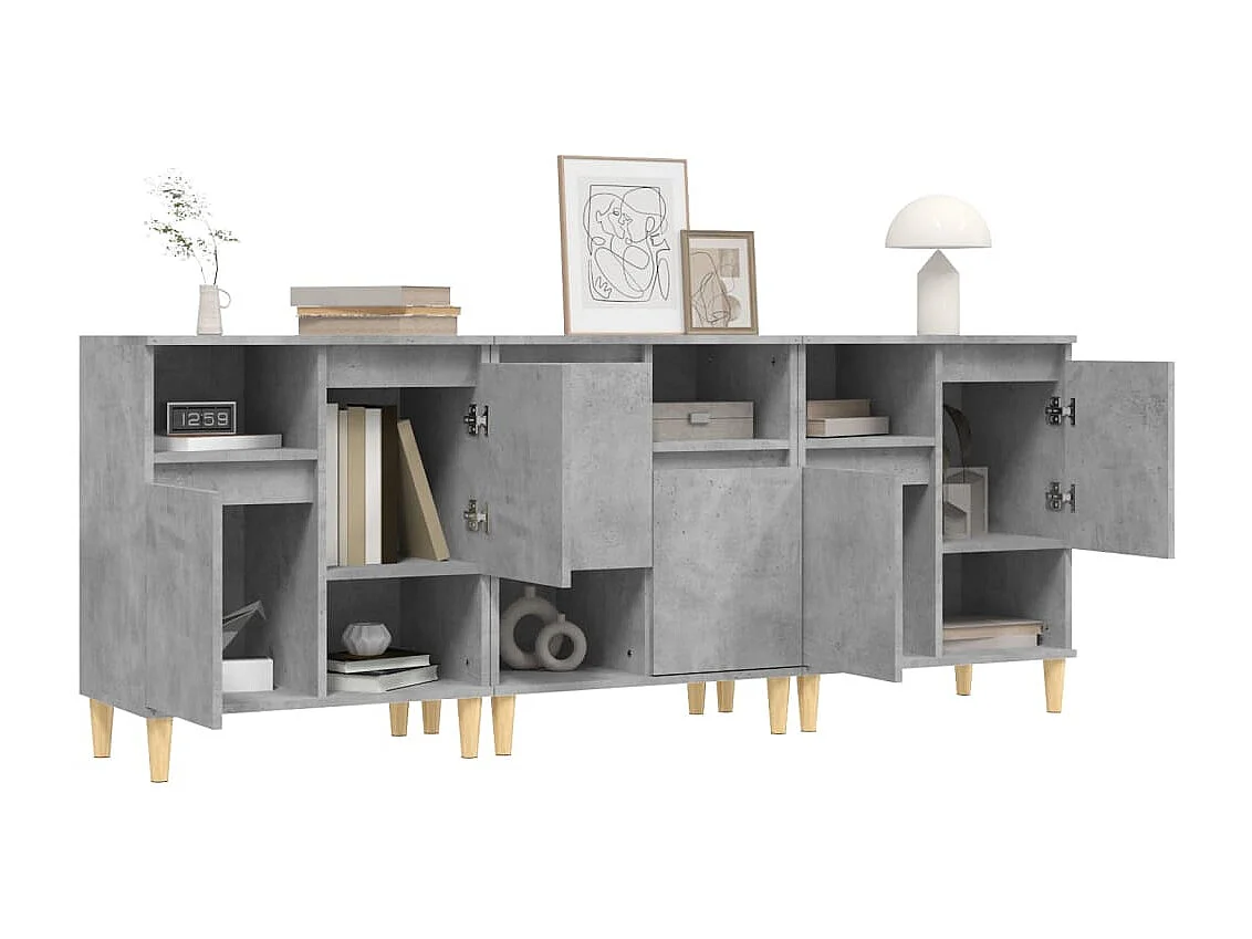 Aparadores 3 pcs 60x35x70 cm derivados de madeira cinza cimento PT496627