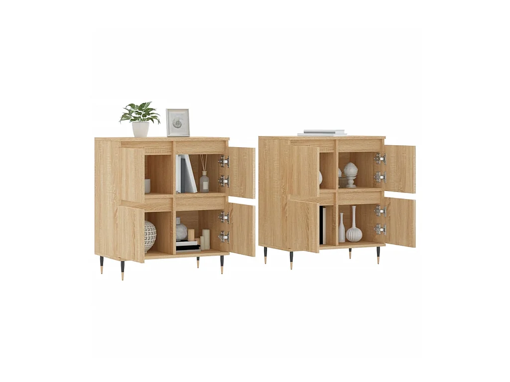 lot de 2 Buffets chêne sonoma bois d'ingénierie QWE14794