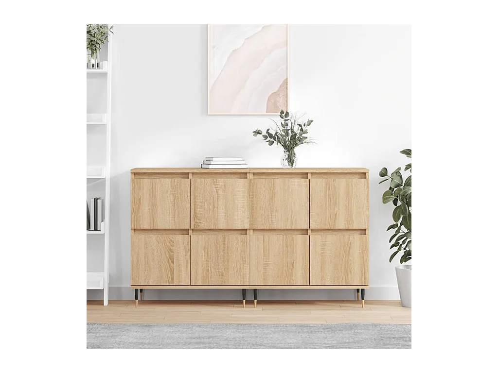 lot de 2 Buffets chêne sonoma bois d'ingénierie QWE14794