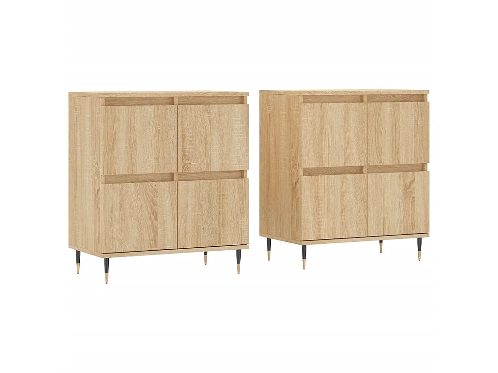 lot de 2 Buffets chêne sonoma bois d'ingénierie QWE14794
