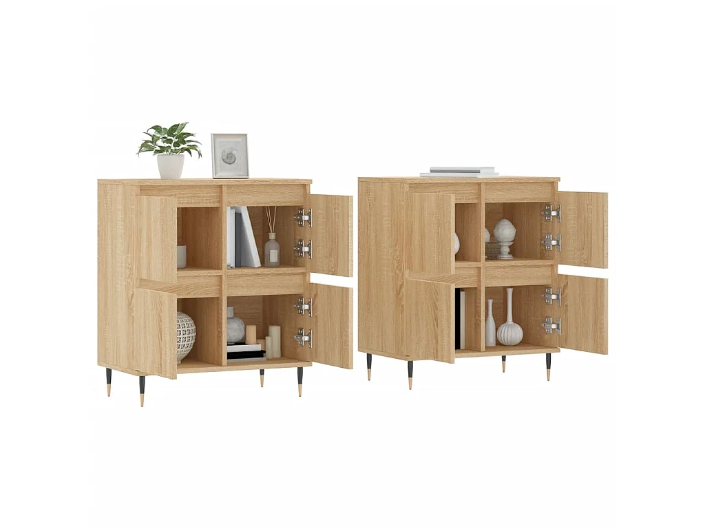 lot de 2 Buffets chêne sonoma bois d'ingénierie QWE14794