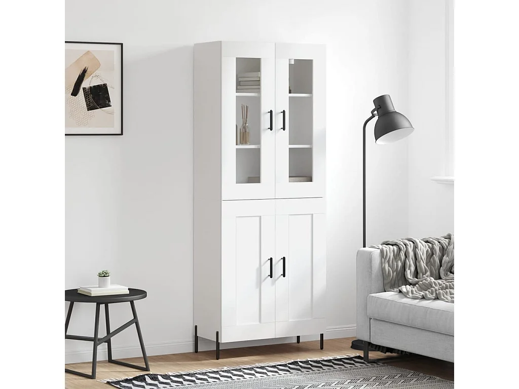 Highboard,Kommode Weiß 69,5x34x180 cm Holzwerkstoff -gkd58110