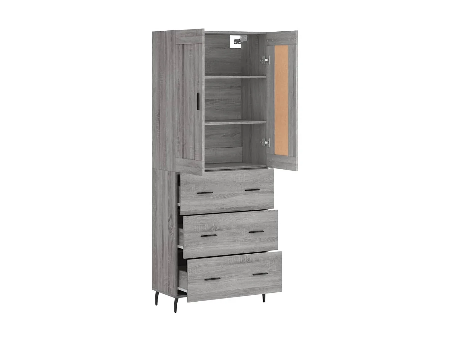 Buffet haut Sonoma gris 69,5x34x180 cm Bois d'ingénierie QWE52066