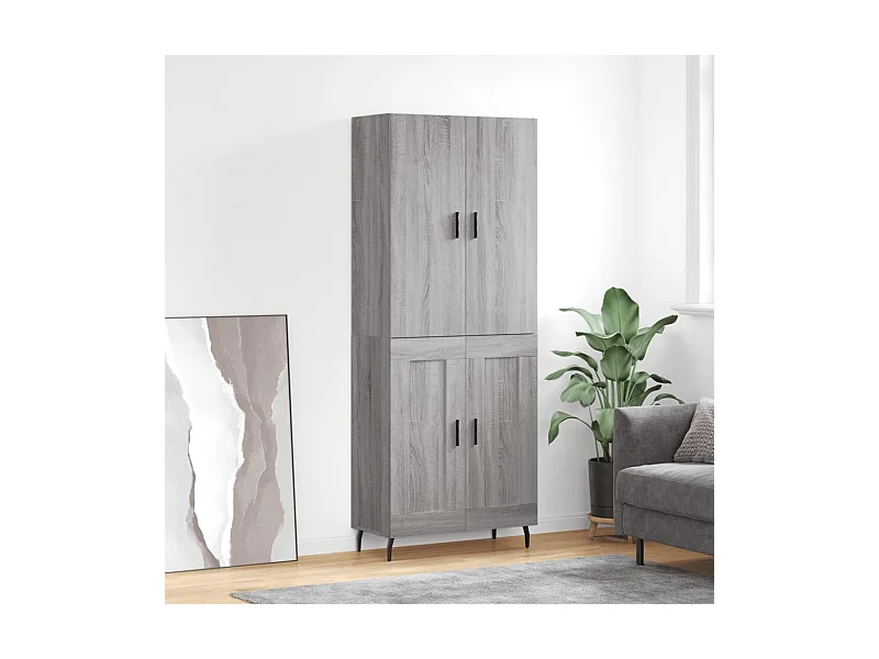 Hoge kast 69,5x34x180 cm bewerkt hout grijs sonoma eikenkleurig NL160592